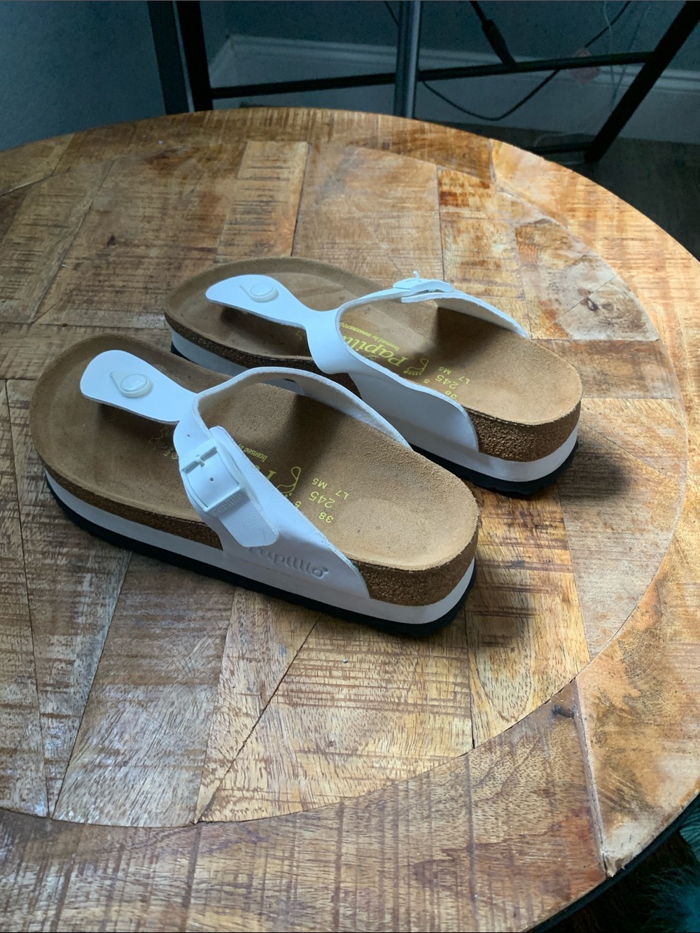Papillio White Cork Platform Thong Sandals